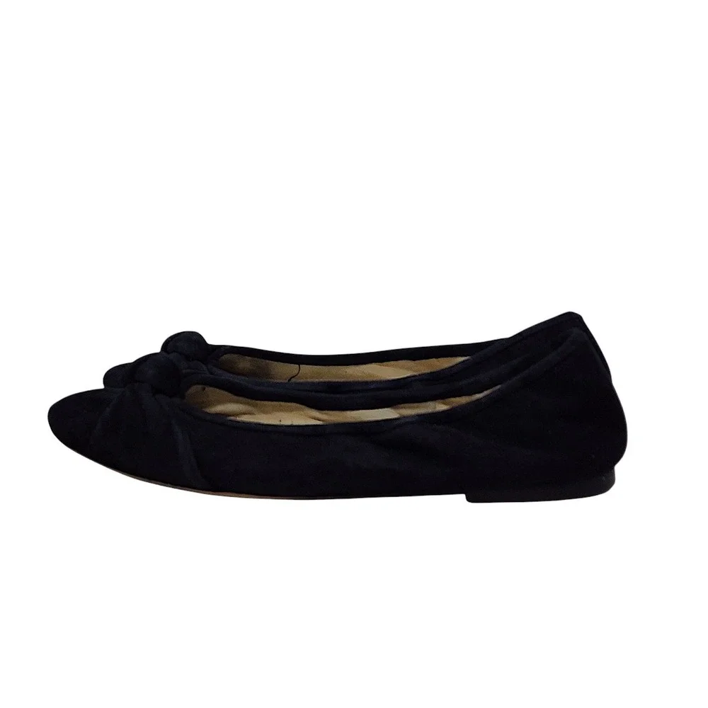 Sam Edelman Ballet Flat 10 Women Felicia Black Suede Knot Slip On Classic Chic